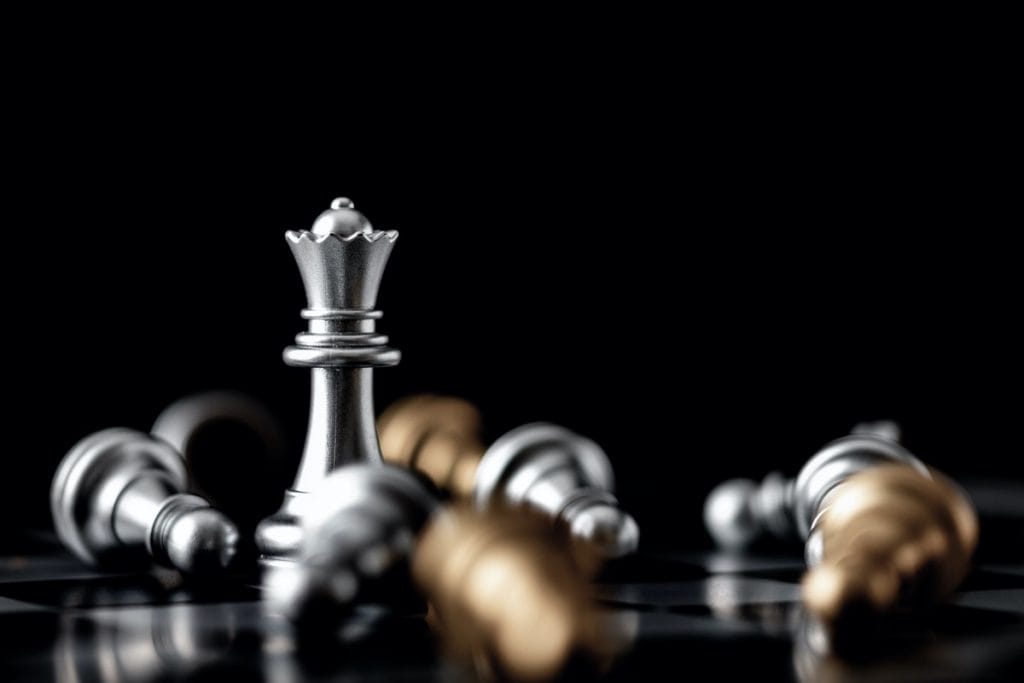 Chessboard with Queen standing